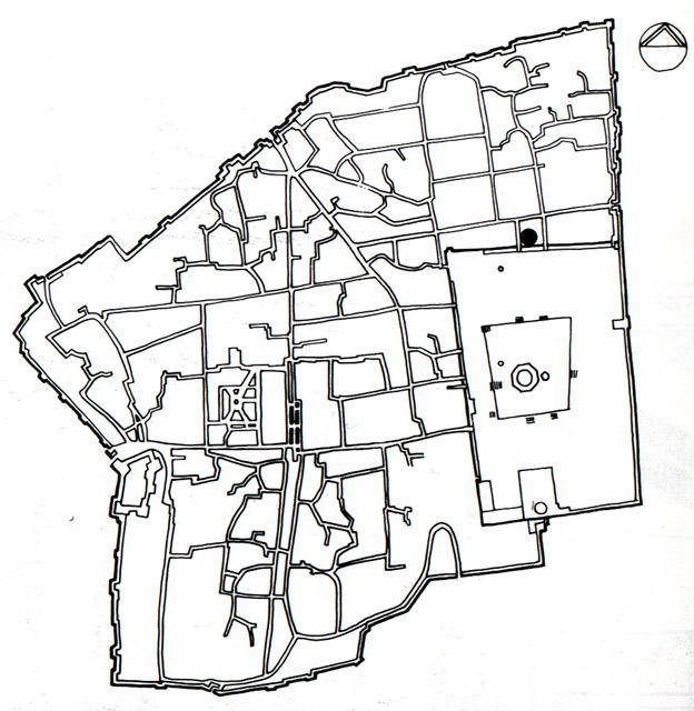 Madrasa al-Dawadariyya - Jerusalem plan showing location of the madrasa of al-Dawadriyya (marked by circle)