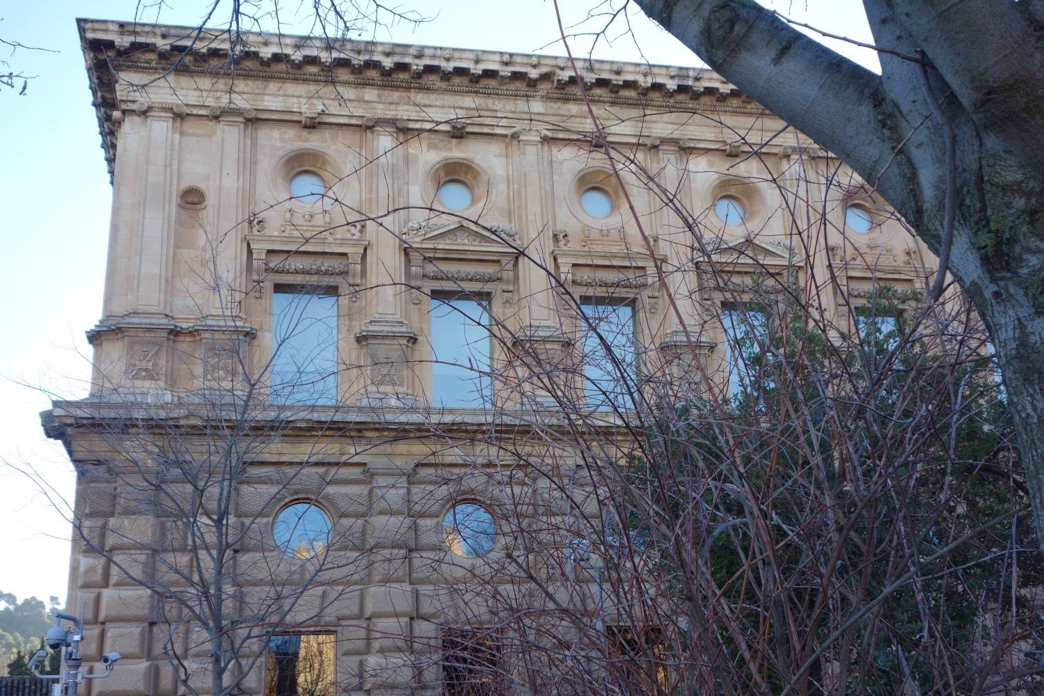 Exterior partial view of palace facade