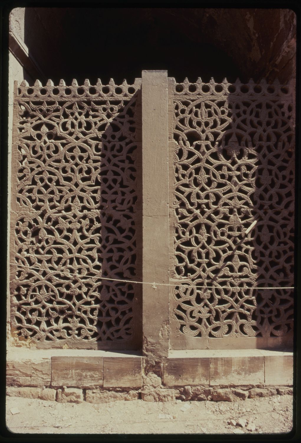 <p>Detail view of stone screen.</p>
