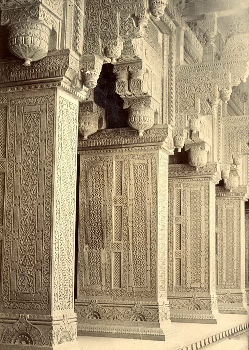 19th century image of ornate carved pillars