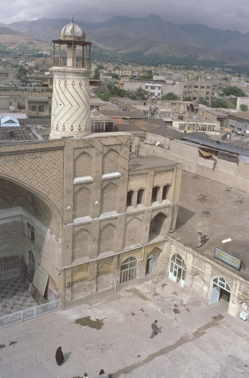 View of courtyard and minaret.