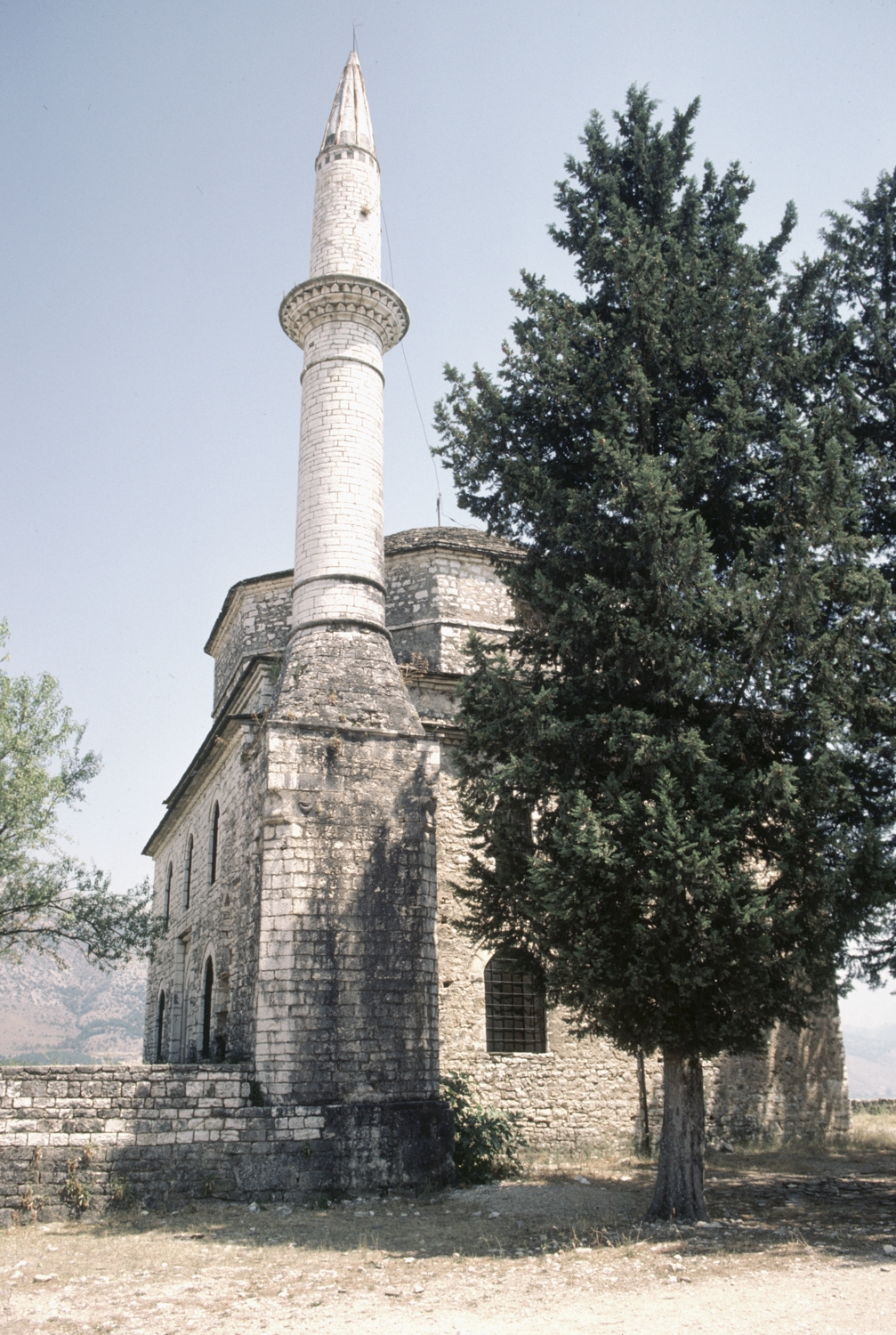 Western corner view, with minaret