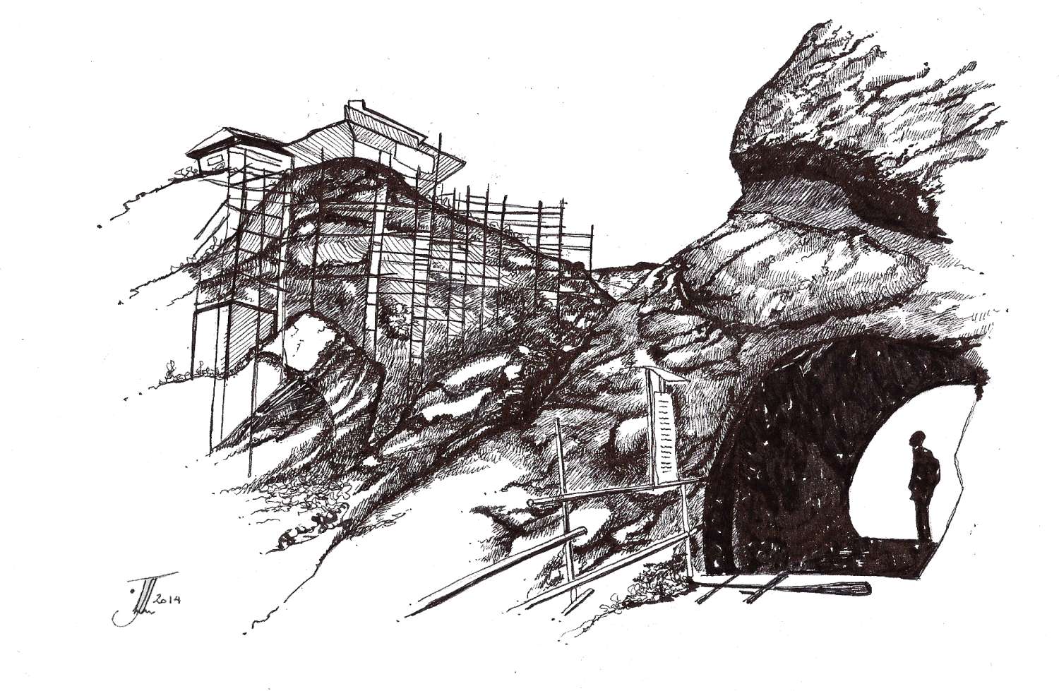 Sketch of Alamout Castle.