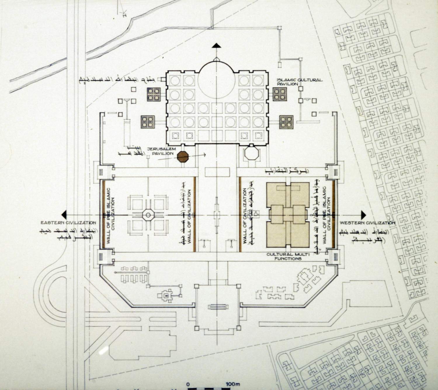 Site plan, Cultural Synthesis, includes locations of the four "Walls of Civilization".