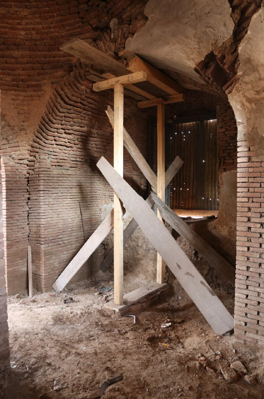 Temporary supports inside the Imperial Kitchen during conservation