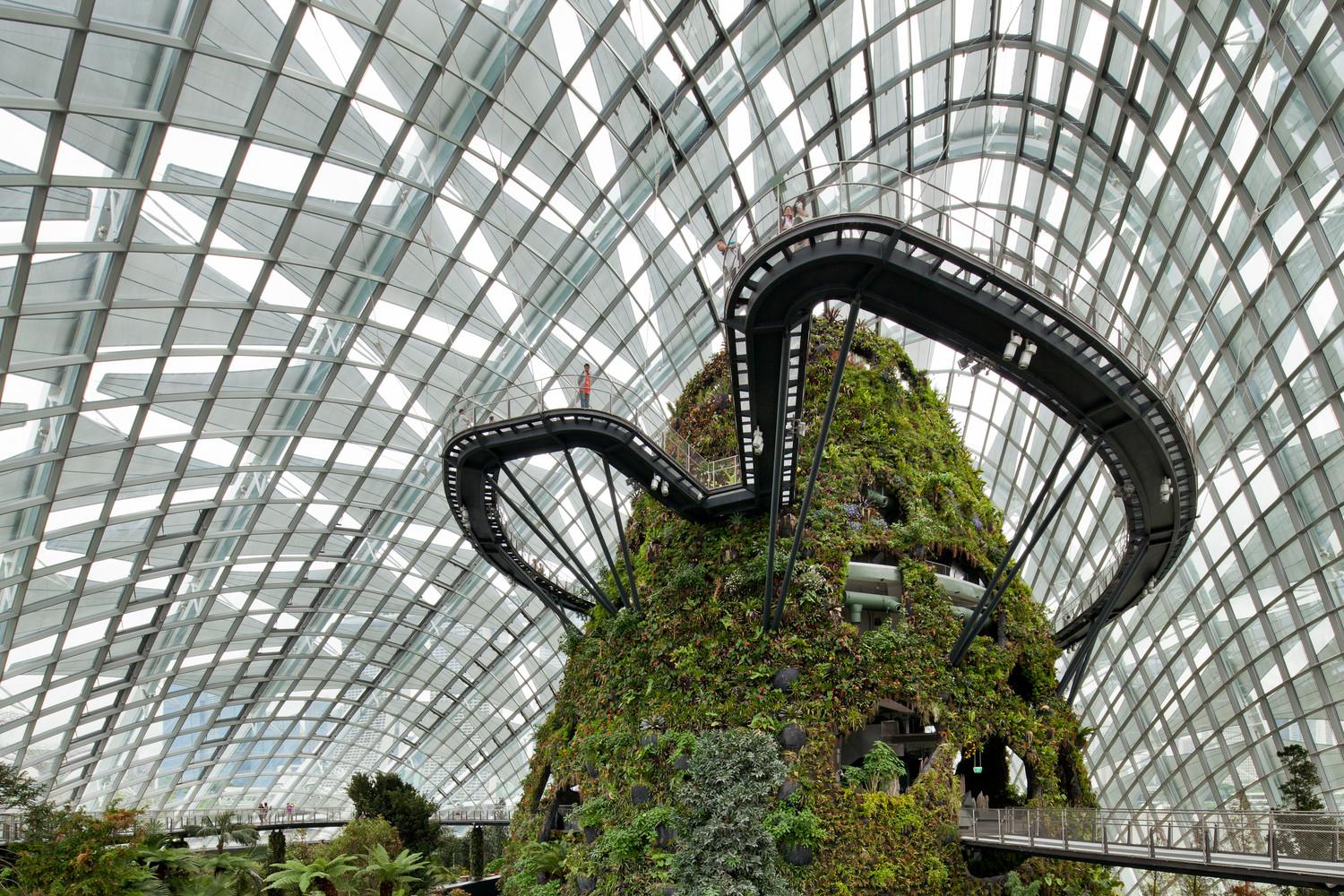 Cooled Conservatories, Gardens by the Bay - View of the mountain in the Cloud Forest