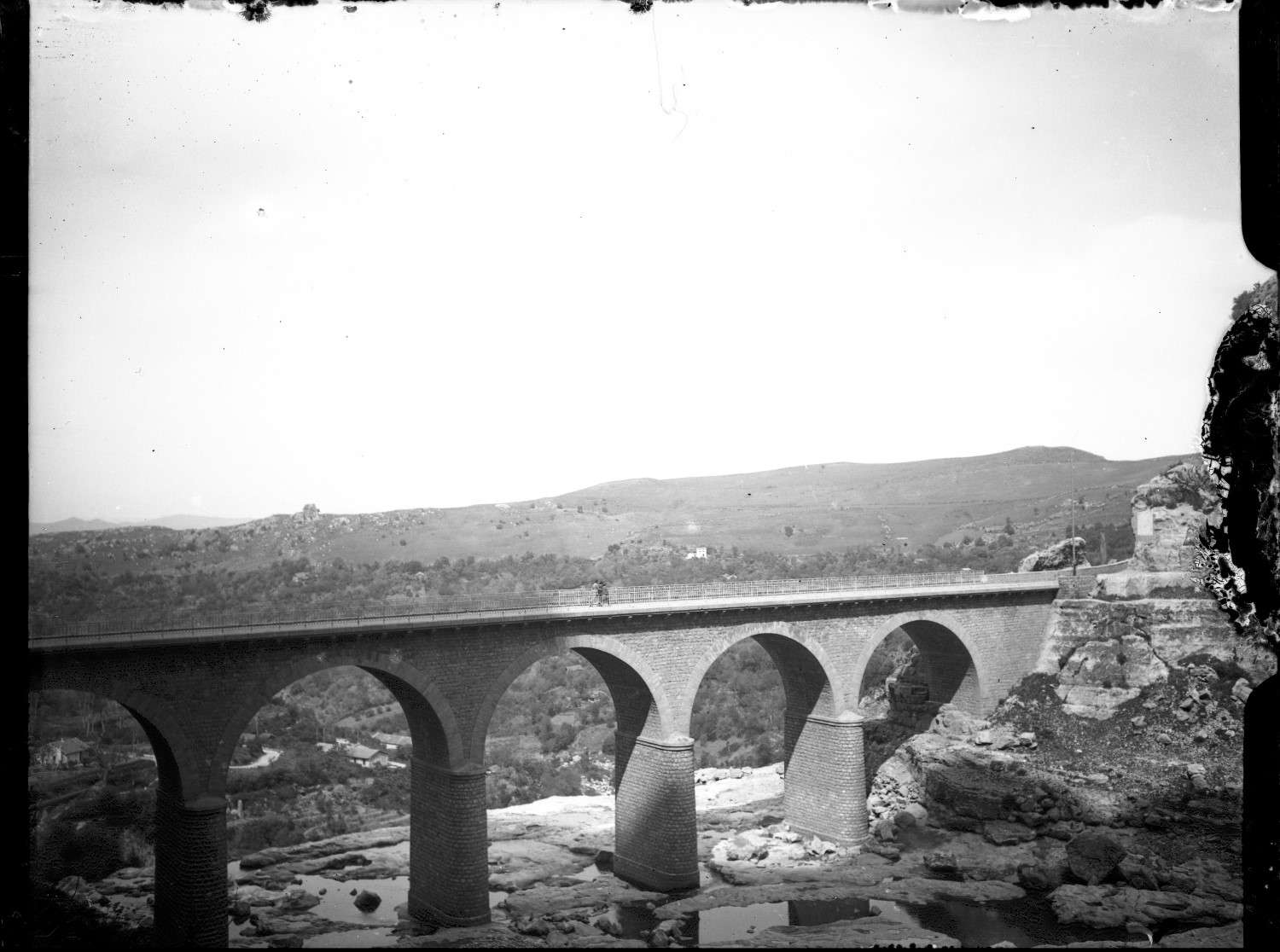 Aqueduct style bridge in mountains 