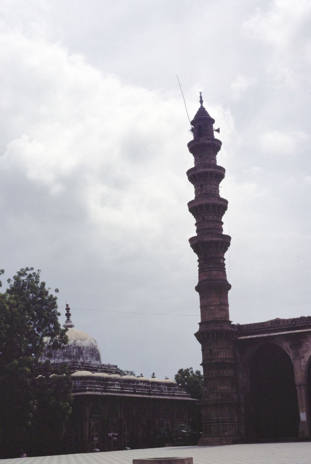 Mosque: view of south minaret from northeast.