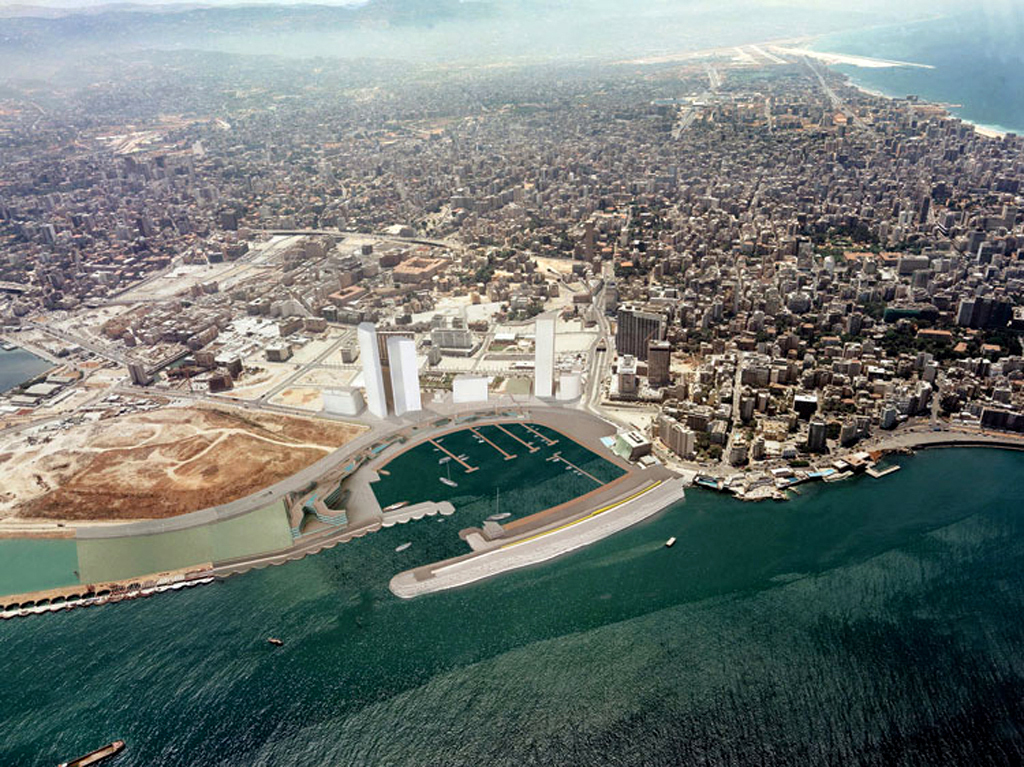 Aerial view of the sit showing planned construction