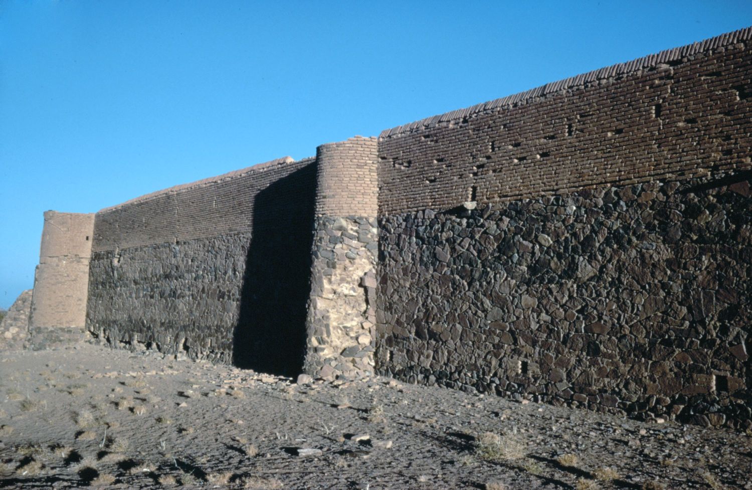 Caravanserai on the Na'in Road, Iran: view of enclosure wall.