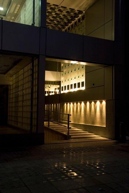 Office entrance at evening