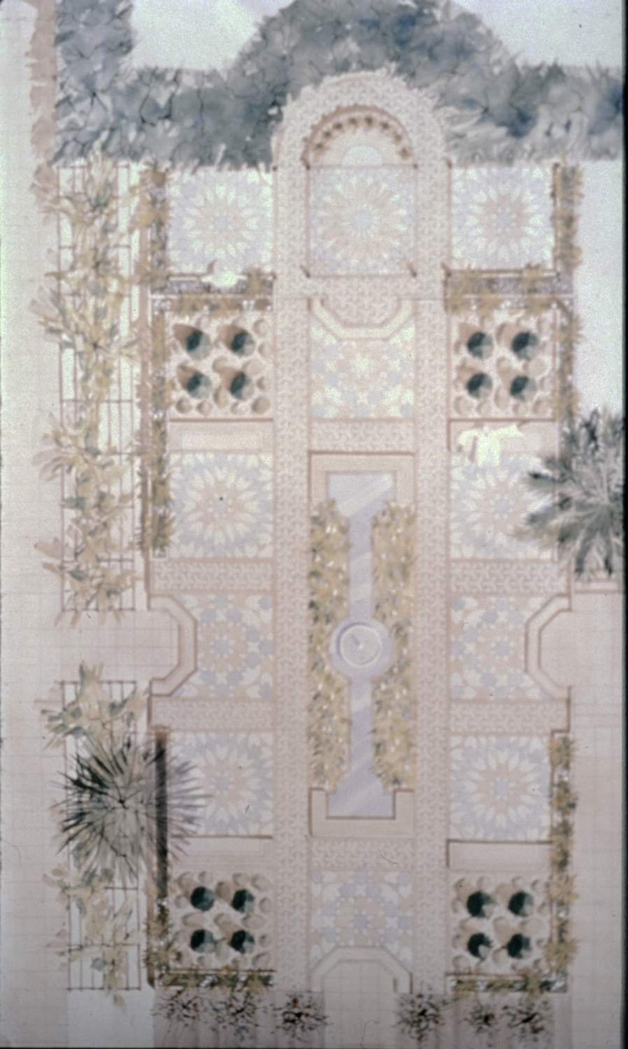 <p>Watercolor plan for a garden, designed for a private villa at Zallaq, Bahrain</p>