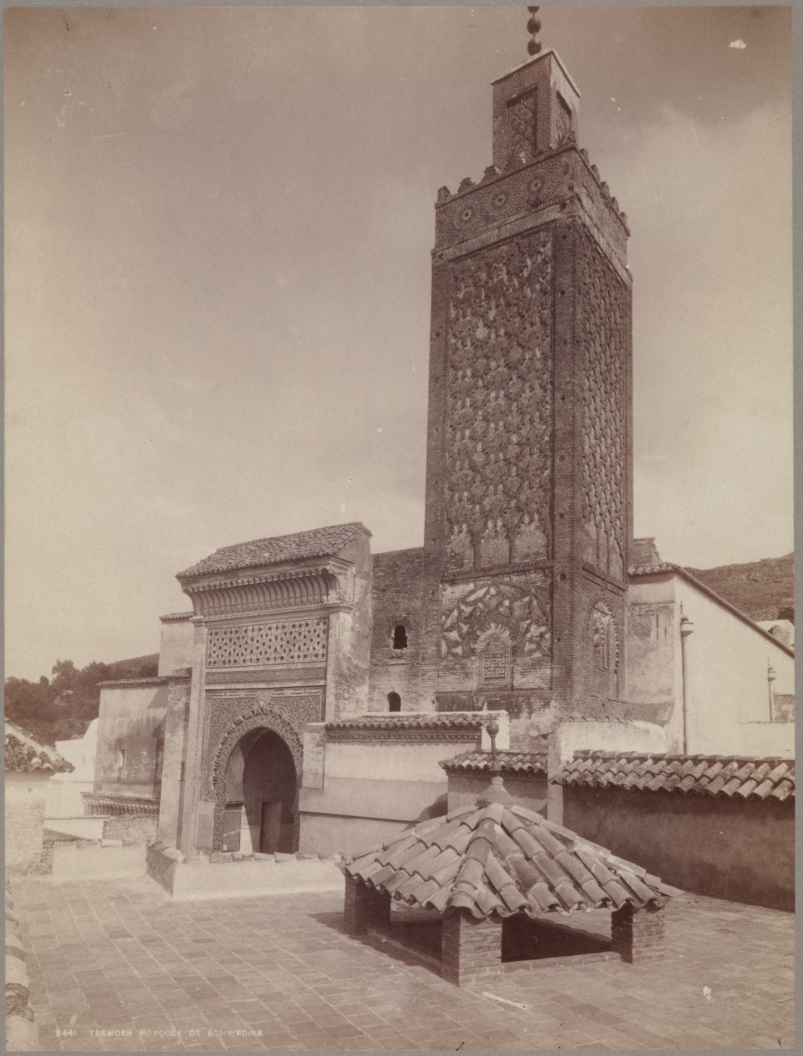 View of the main entrance and minaret