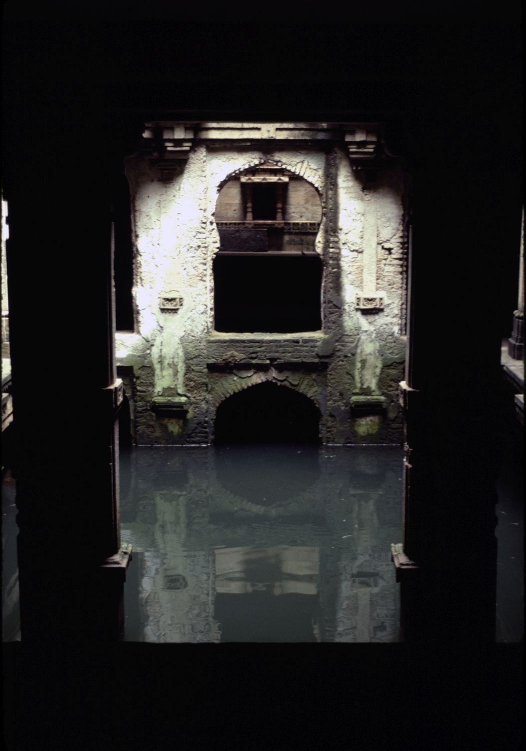 View across shaft with square pool in fourth subterranean platform.&nbsp;
