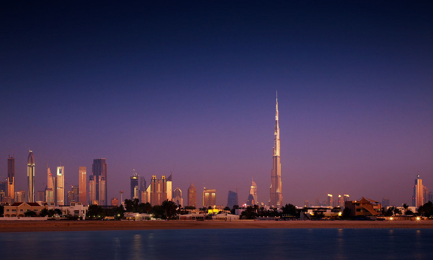 Dubai skyline from the water  