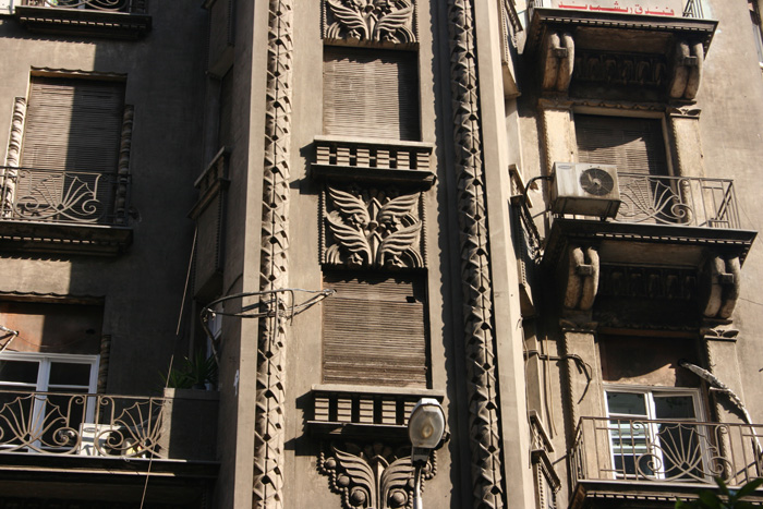 Detail of Art Deco decorative elements in stucco