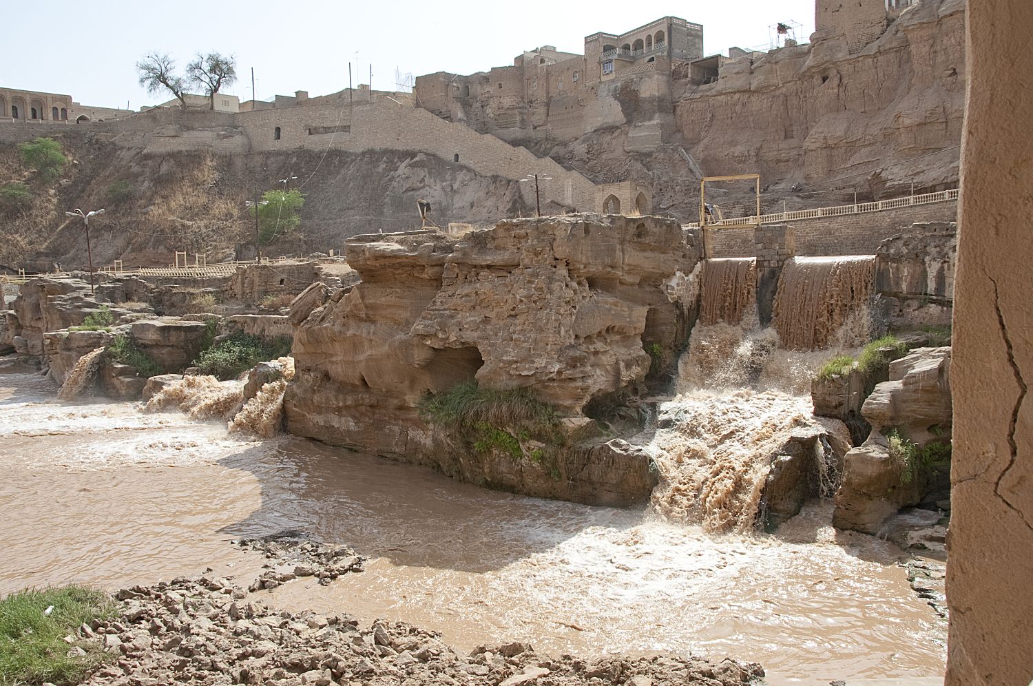 Asyabha-i Shushtar - View of waterfalls below pool on right (west) bank of canal.