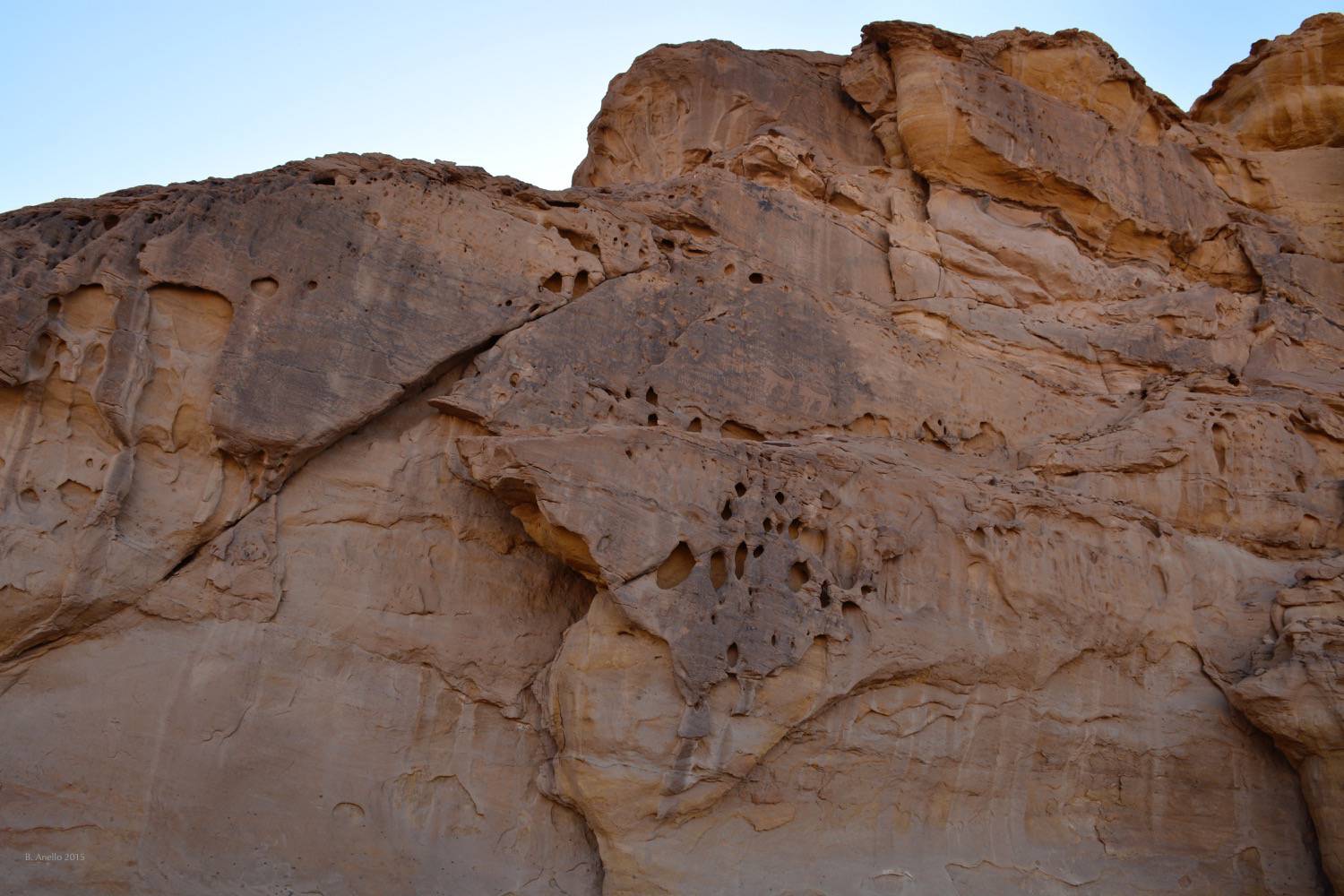 Detail of sandstone formations with rock art