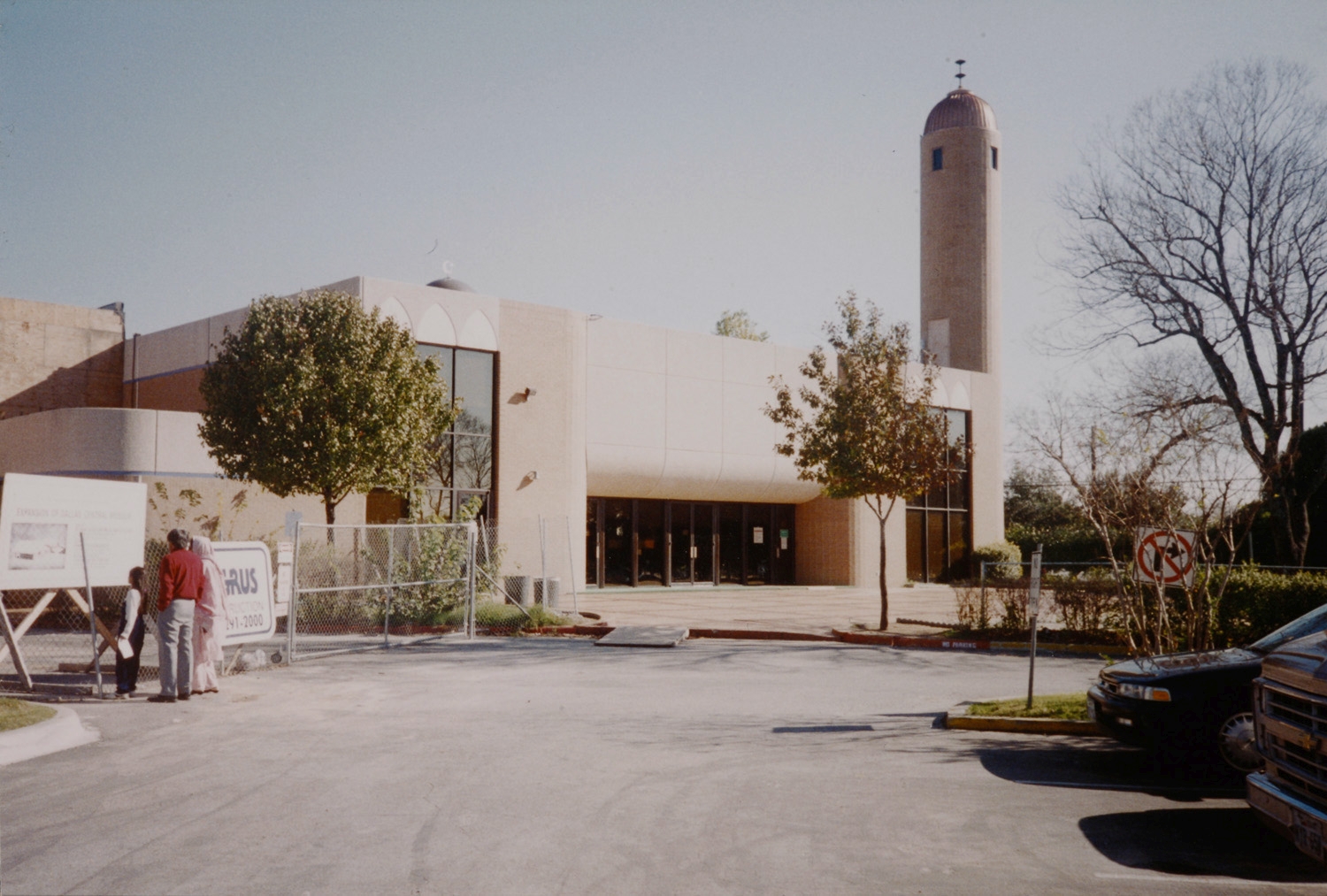 Original mosque building with construction for mosque expansion at left