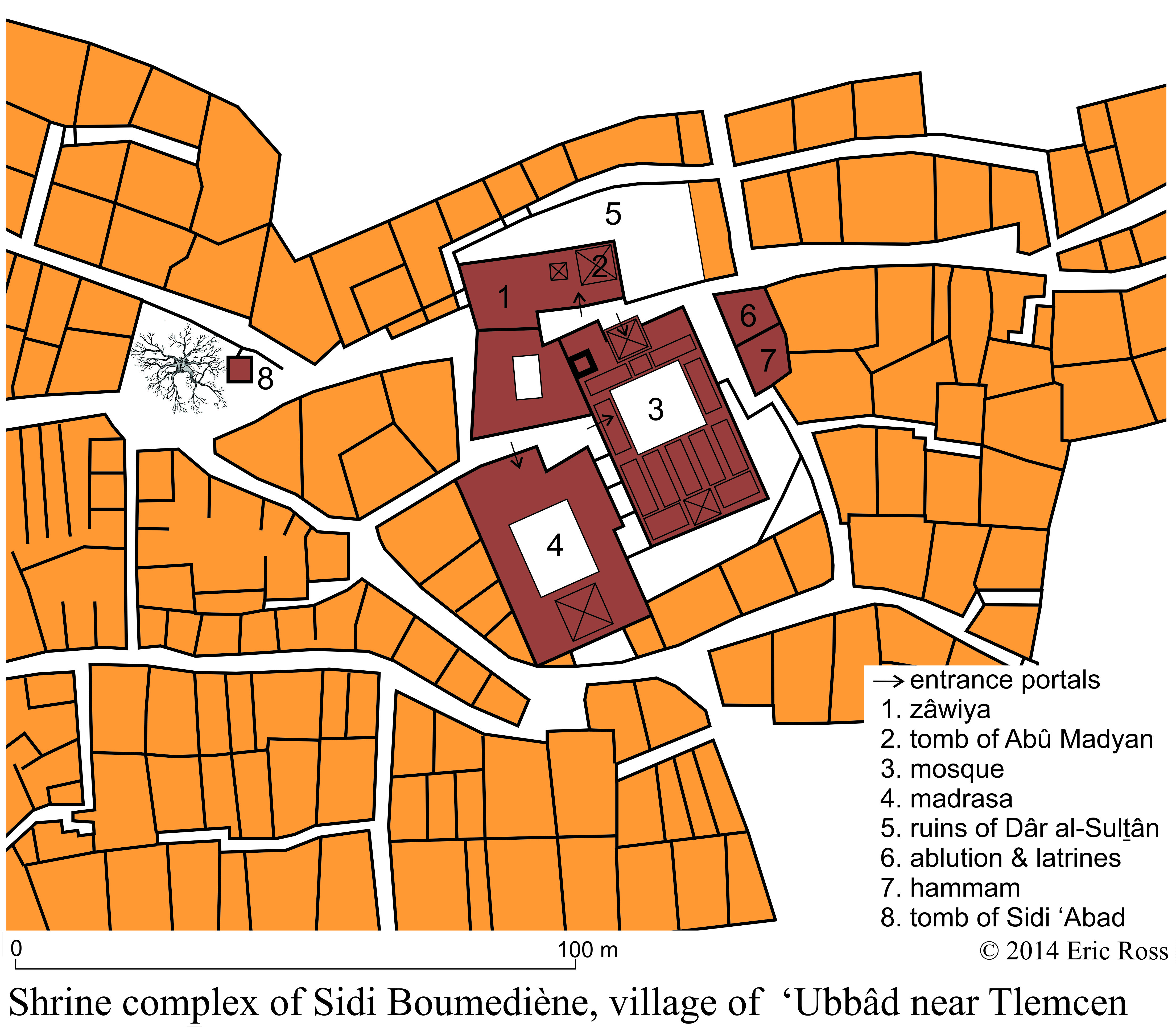 Plan of 'Ubbâd showing layout of the Sidi Boumediène complex