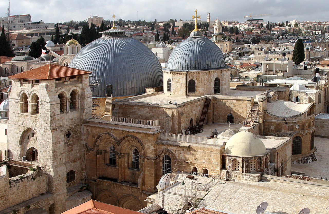 Church of the Holy Sepulchre - <p>Bird's-eye view showing the domes and tower</p>
