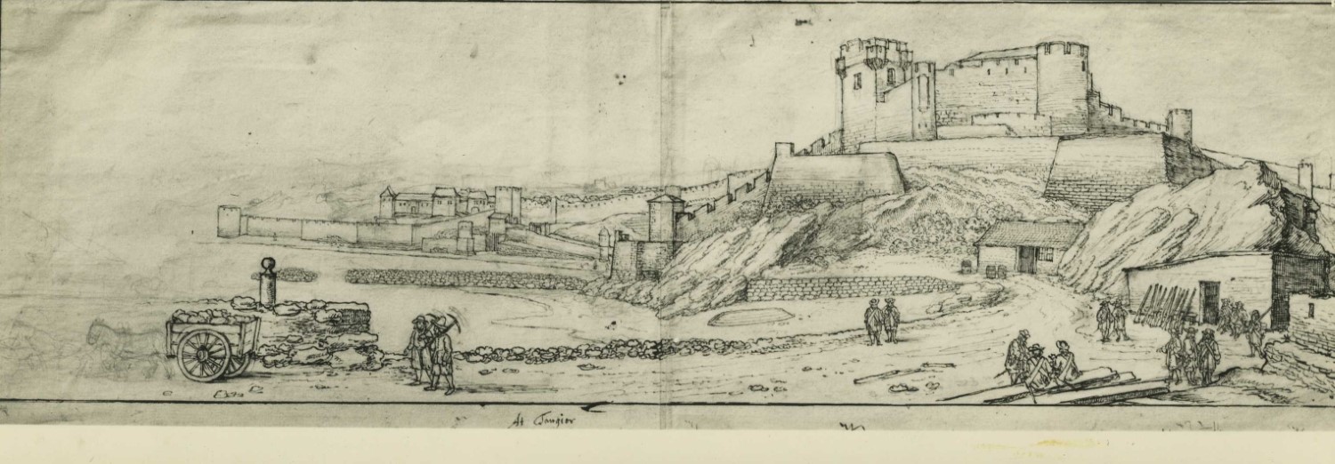<p>Hollar drawing of a castle/fort in Tangier</p>