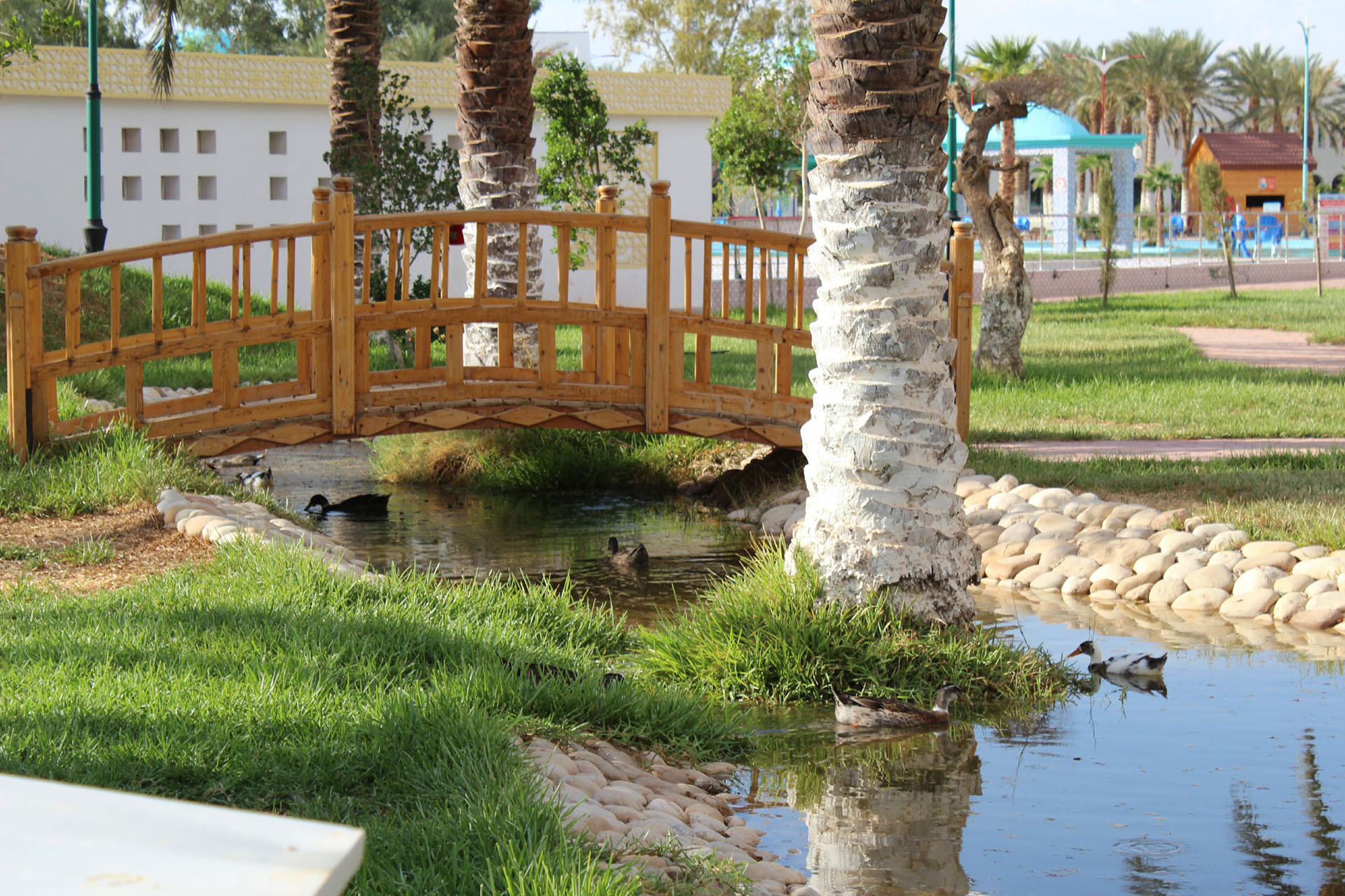 <p>Small bridge. New plantings feature species known to survive in this setting. Artistic landscape features include footbridges, kiosks, a labyrinth, and small Oriental, Aztec, Japanese and Chinese gardens.</p>