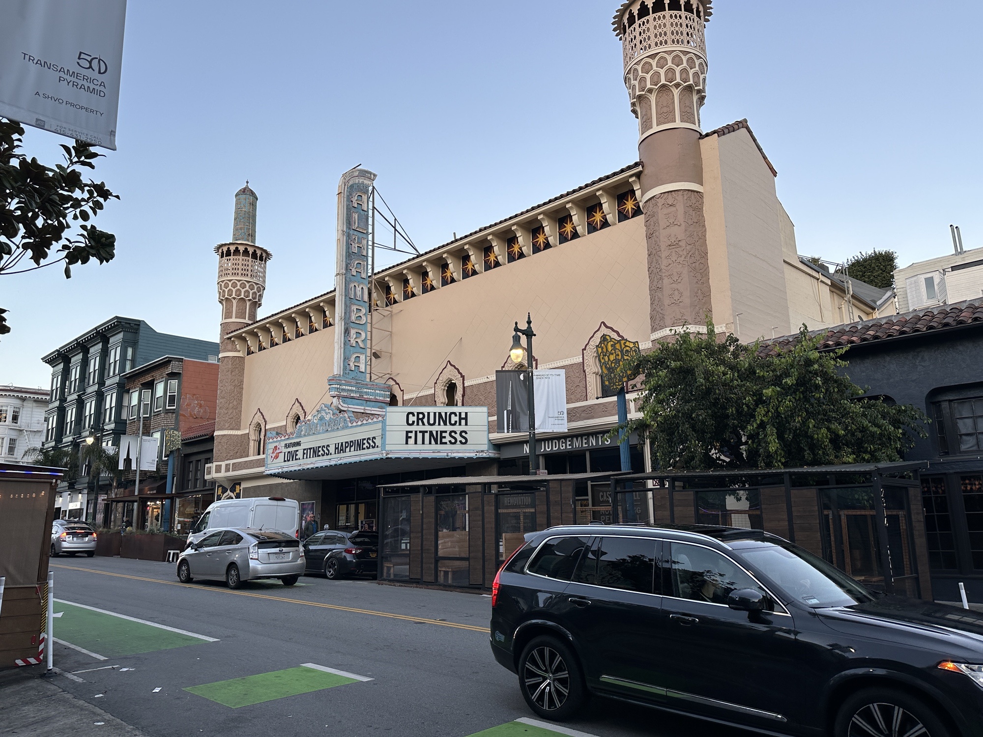 Alhambra Theatre (San Francisco) - <p>View of the facade from across Polk Street to the southwest</p>
