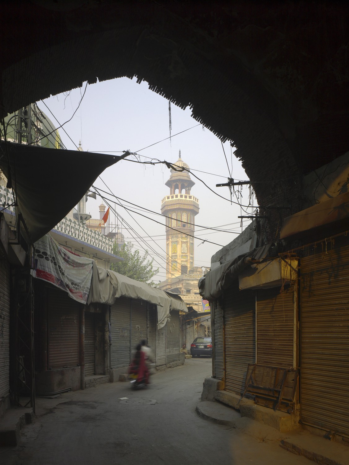 Lahore Walled City Urban Regeneration Project - Minaret of Wazir Khan Mosque seen from Chittra Gate