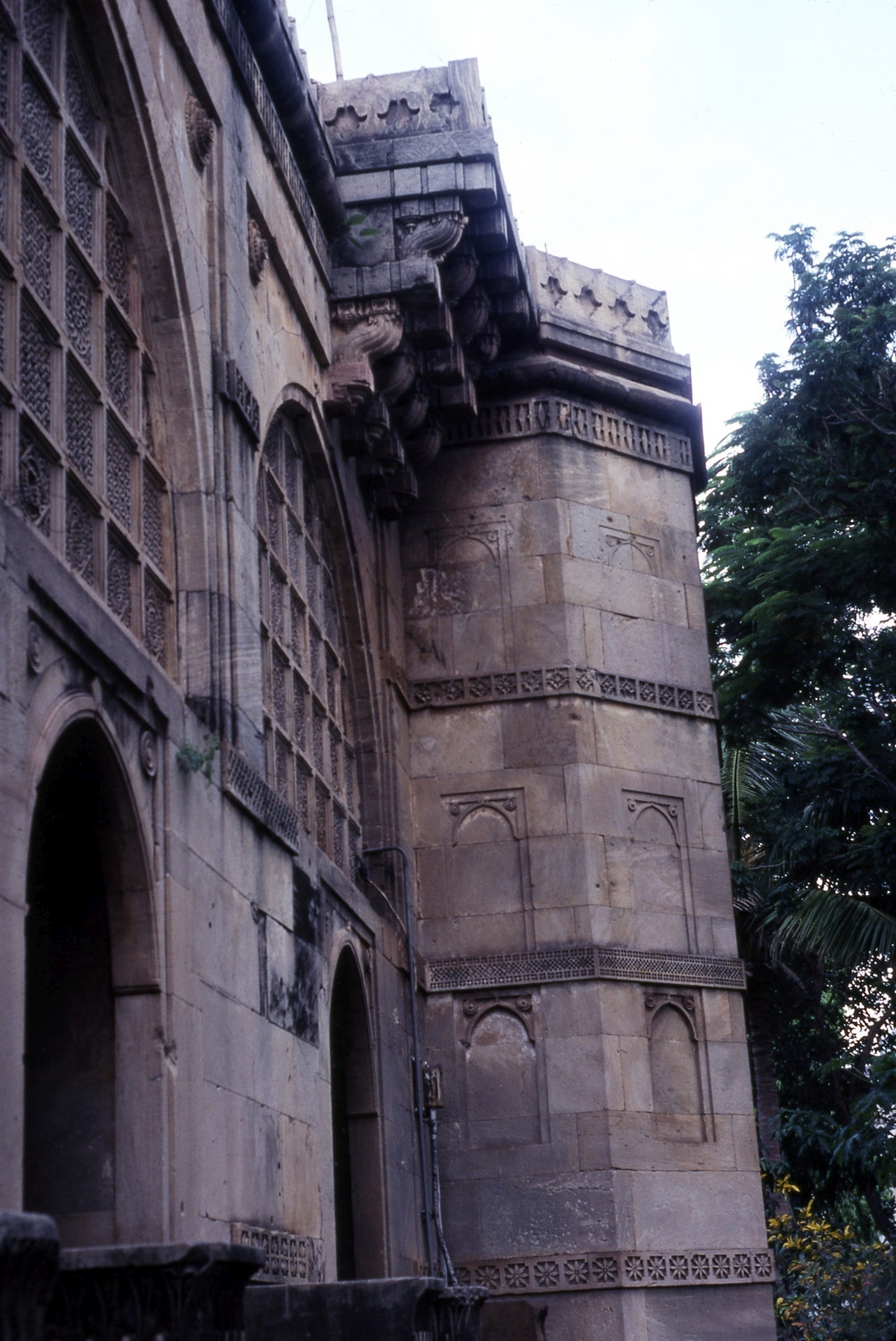 Exterior, detail of corner octagonal tower
