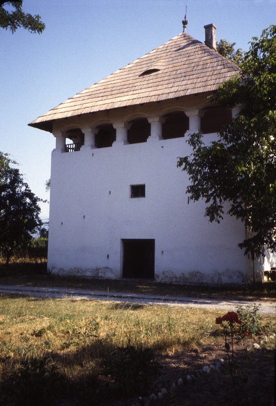<p>This cula (tower house) is located in the southwestern Carpathian mountain range near the the town of Tirgu Jiu, in the county of Gorj within Oltenia. The cula is part of the open-air Folk Architecture Museum of Gorj, which contains a variety of buildings that have been relocated from the region. The stone cula was constructed in the early 18th century. During a period of instability, when the Ottoman Empire controlled the Danubian Provinces (historic Wallachia and Moldavia), numerous such fortified tower houses were built by the landowning boyars.</p>