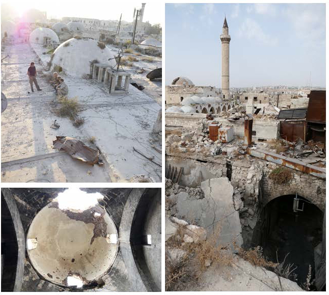 Souk al-Saqatiyya Rehabilitation - Image of the souk rooftop and underside of destroyed dome prior to rehabilitation