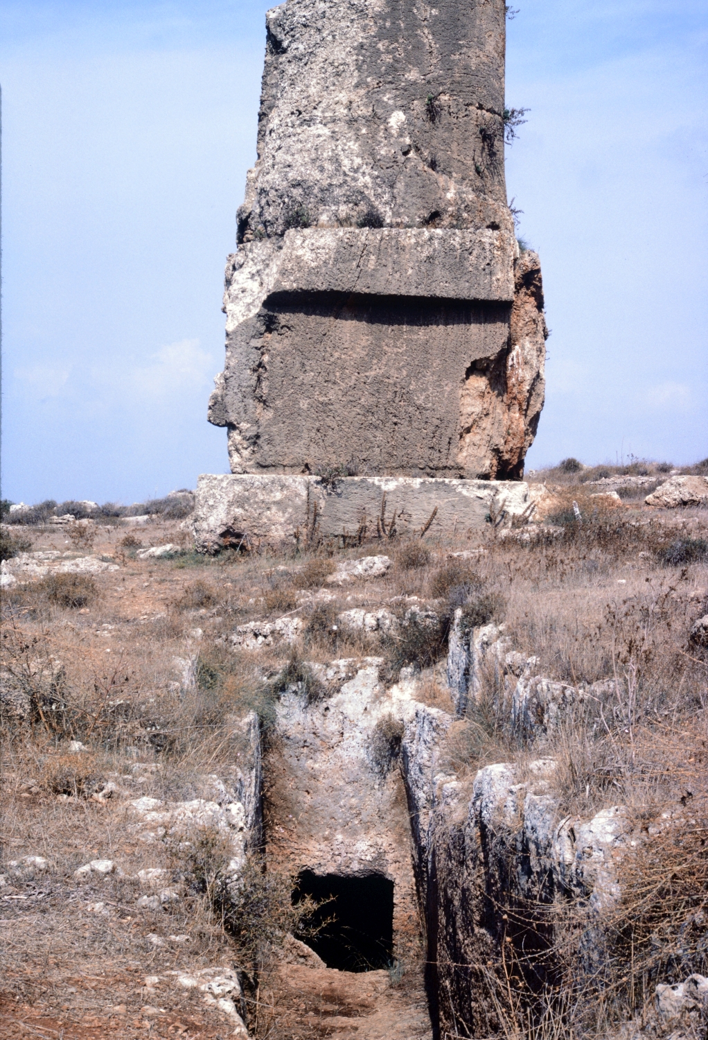 The larger funerary tower, or spindle, detail of the passageway to the burial chamber