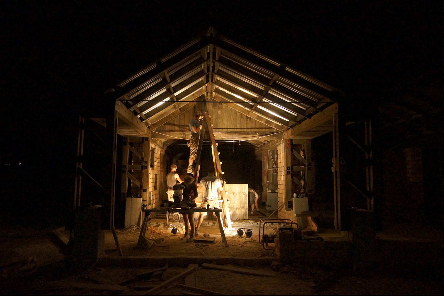 Night view during construction