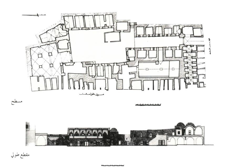 Plan and longitudinal (north-south) section