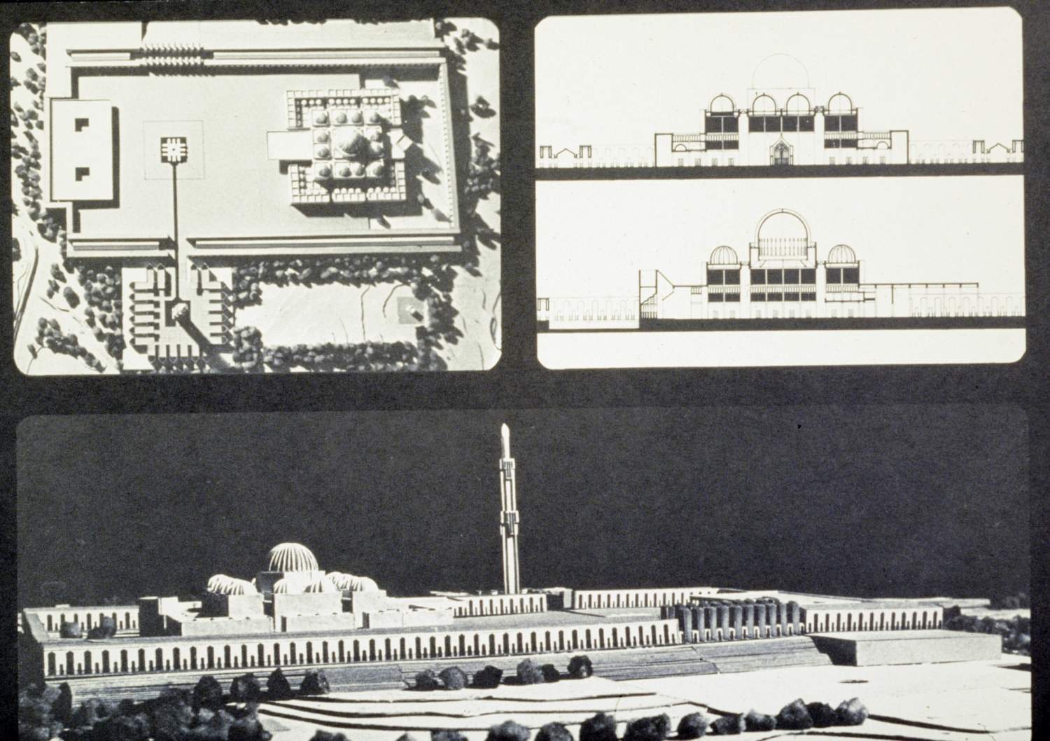 <p>Brochure panel showing plan, elevations, and model</p>
