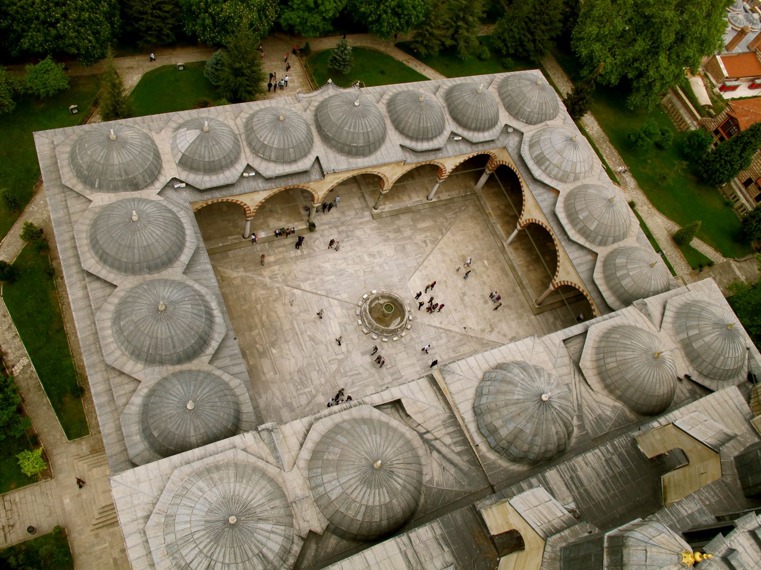 View from the top balcony of the west minaret over the the north courtyard