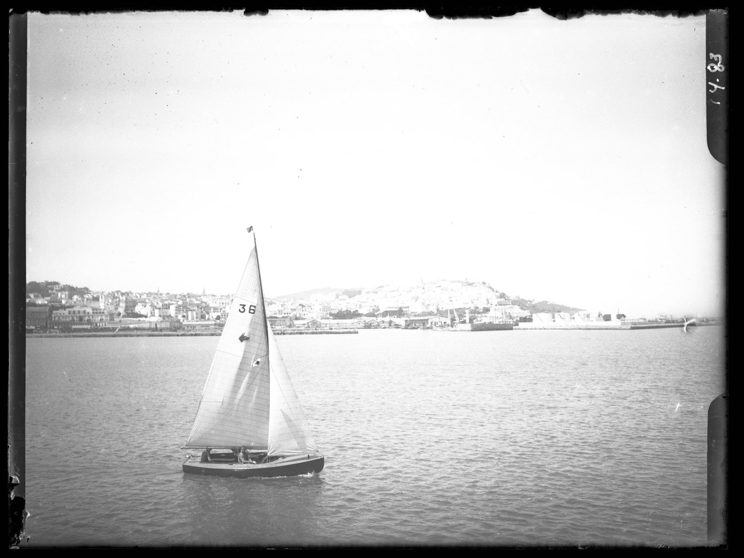 View of a sailboat in the Tangier harbor