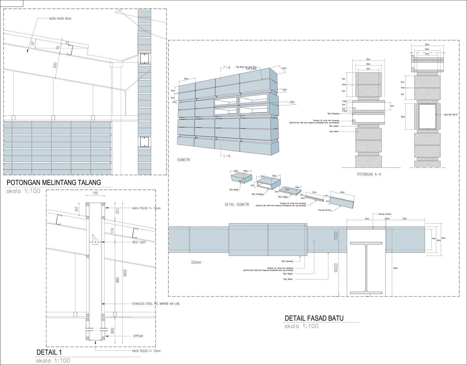 Technical drawing of building façade