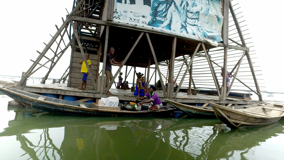 Makoko Floating School - Recycled empty plastic barrels found abundantly in Lagos were used for the building’s buoyancy system


