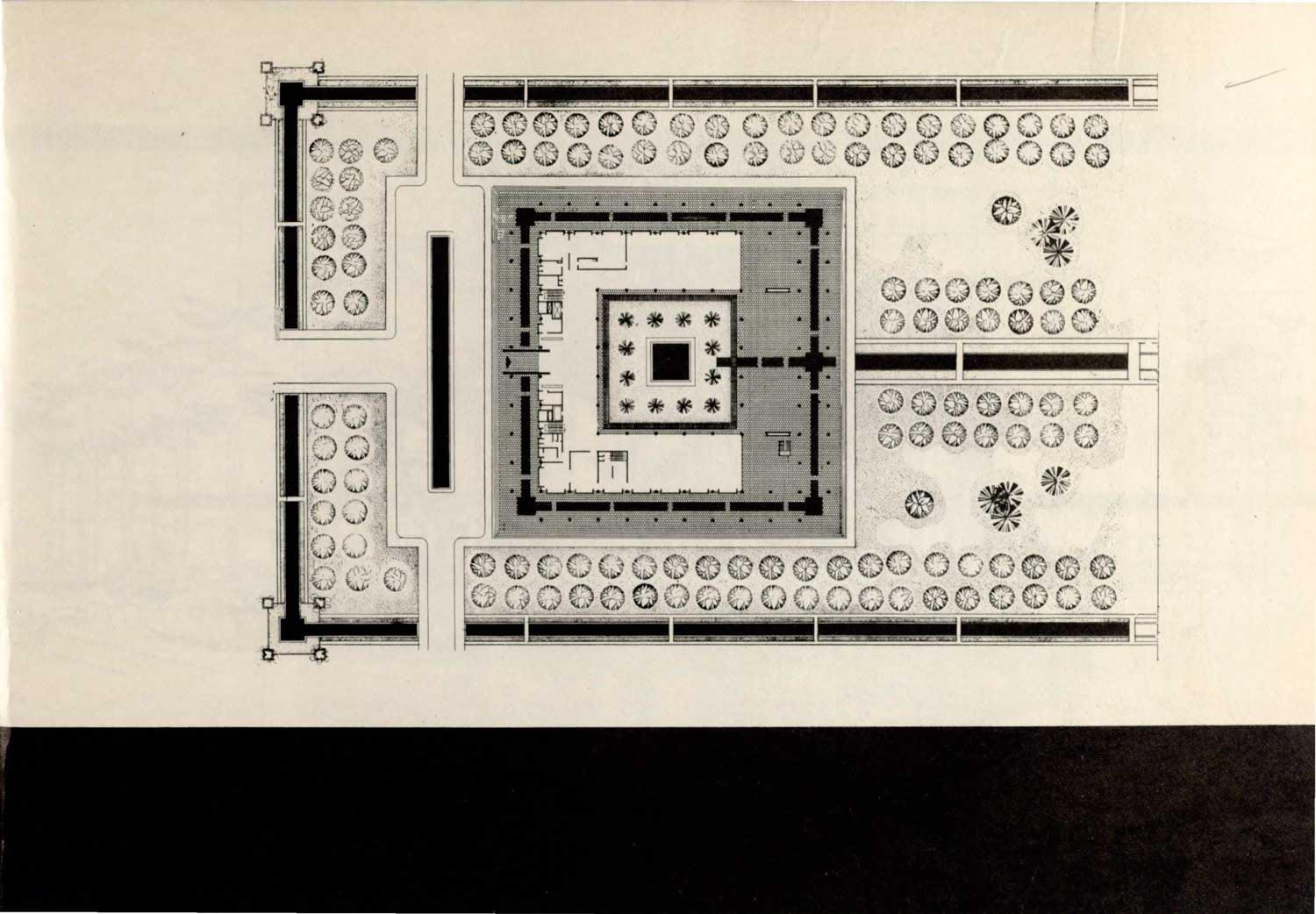 Architectural site plan for the Guest House, including the palace and gardens.