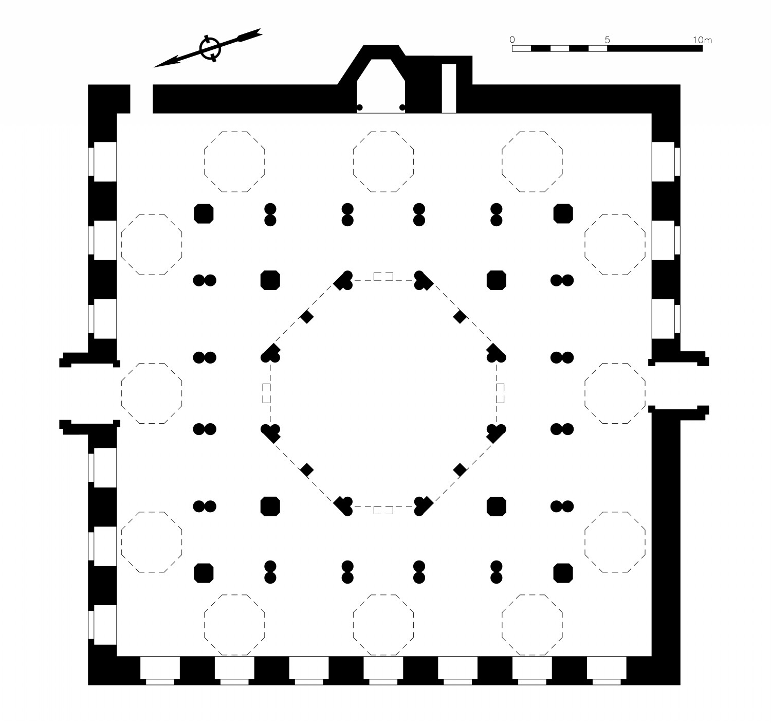 Plan of the prayer hall, Based on Bourouiba (1986)