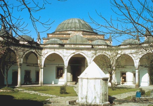 View of the courtyard from south, showing the ablution fountain and the portico