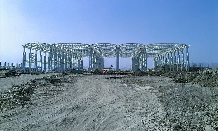 Initial stage of construction of the elegant structure, as conceptualized  
