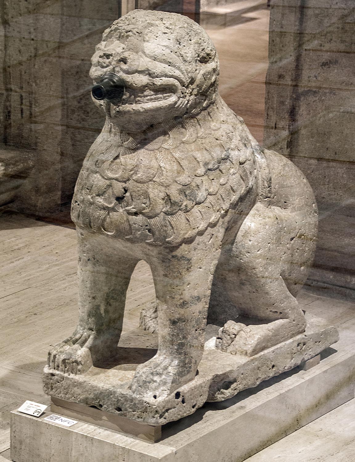 Lion figure on display at Alhambra Museum