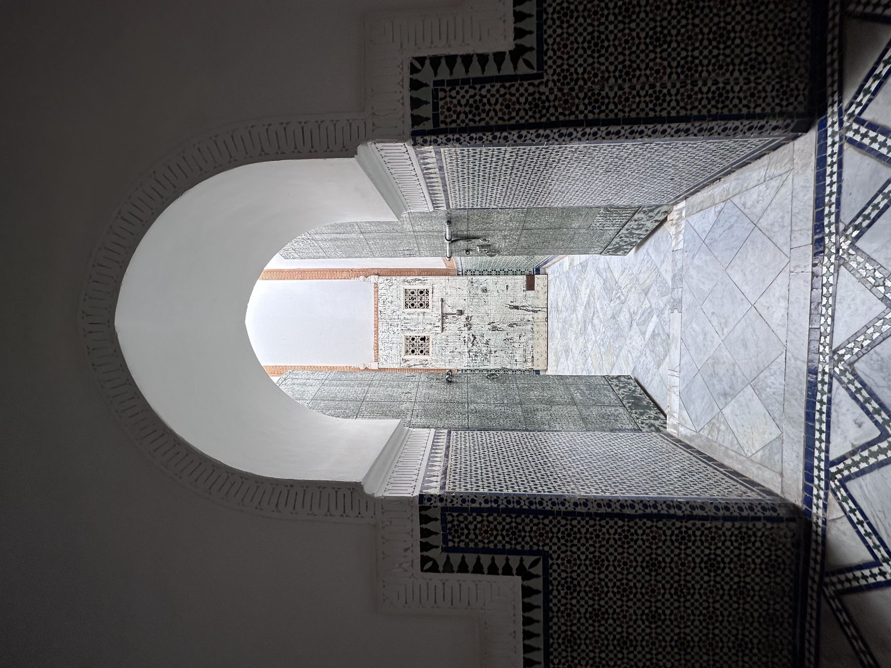 <p>View through a pointed arch doorway</p>