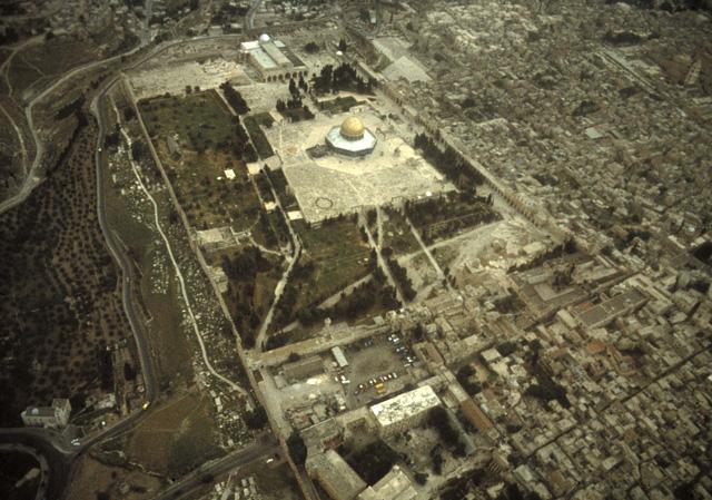 Aerial view of Haram al-Sharif from northeast