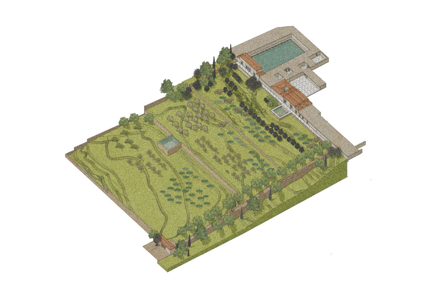 Hypothetical visualization showing aerial view of grounds.