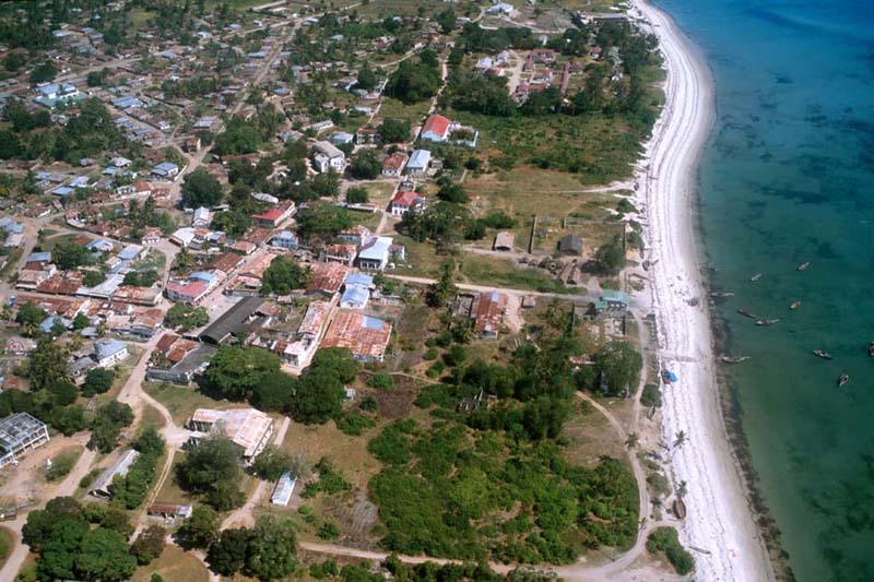 Aerial view over the coastline