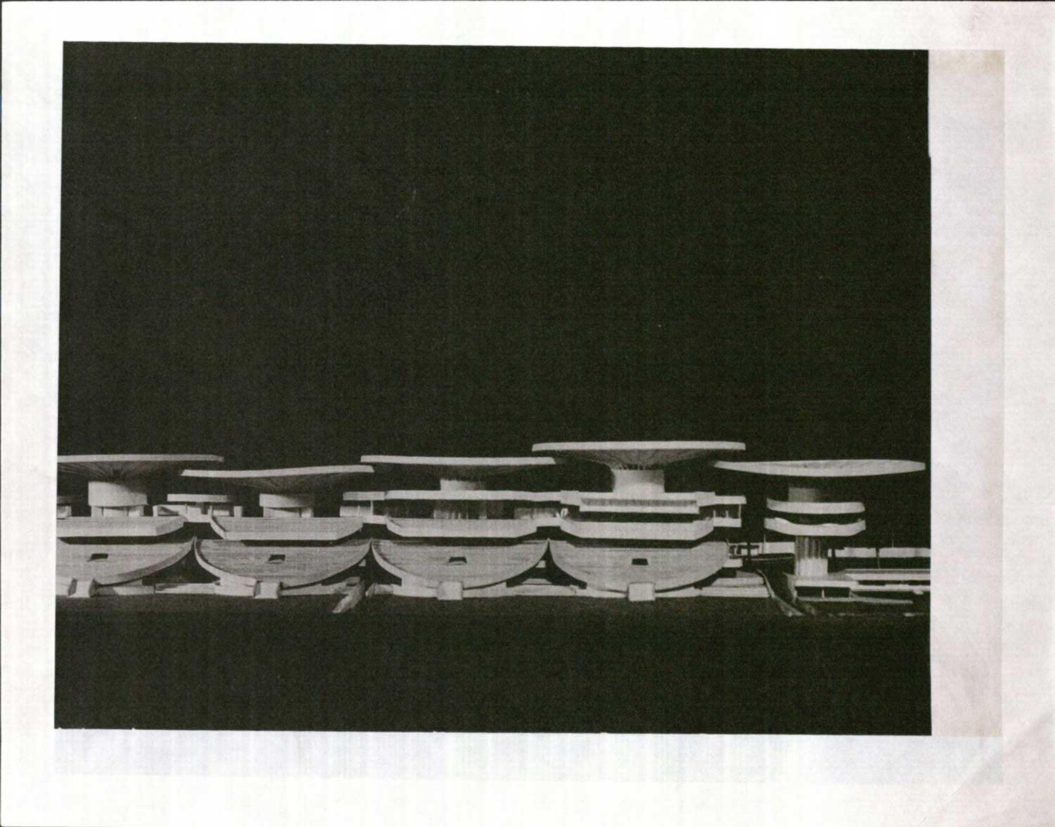 Image of an architectural model, showcasing the Race Course's umbrella structures.